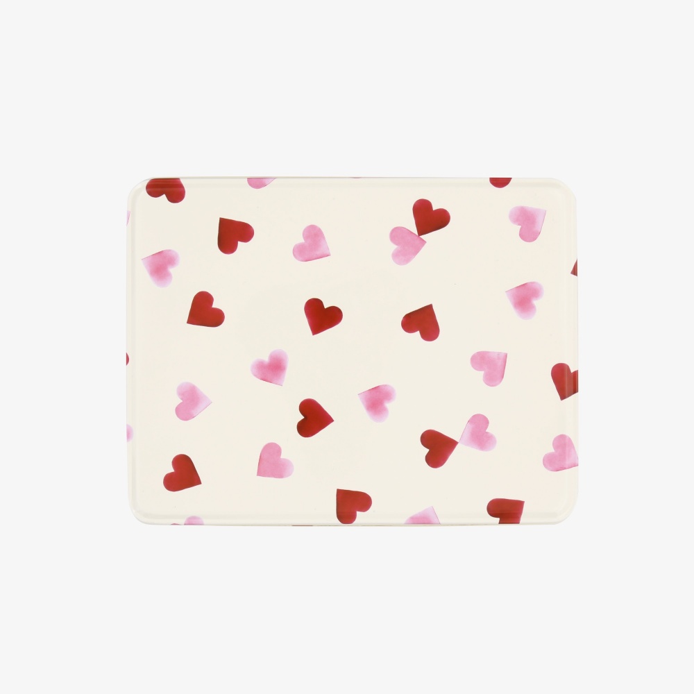 Pink Heart Print Deep Rectangular Tin Emma Bridgewater